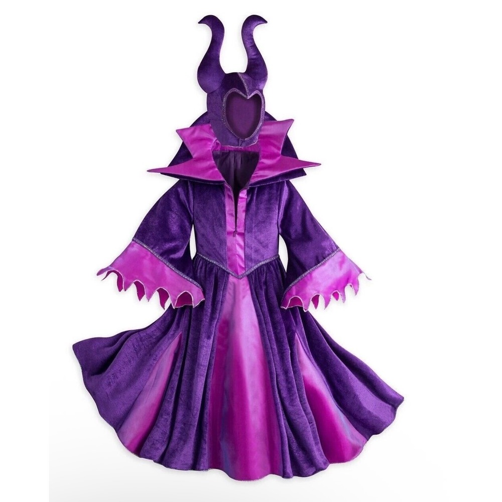 Disney Store Girls Maleficent Costume and Head Piece Sz 7/8